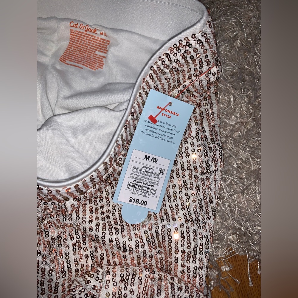Cat & Jack Champagne Gold Sequins Flare stretch Pants size M(8) NWT - Picture 5 of 6